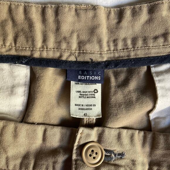 Basic Editions Mens Casual Cargo Khaki Shorts, size 42, Tan - Picture 8 of 9